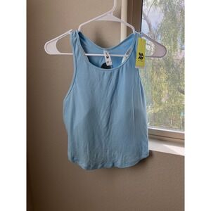 All in Motion Light Blue Ribbed Racerback Tank Top Built in Shelf Bra Size XXL